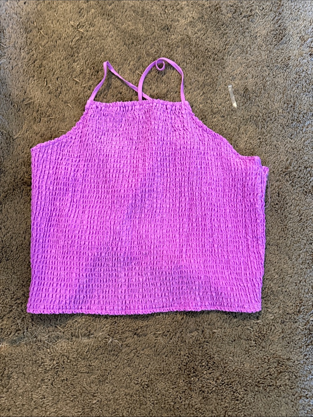 a new day purple  Smocked Halter Crop Cami